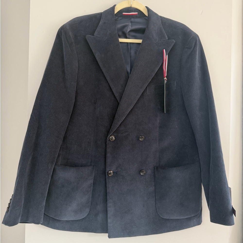 NEW Tommy Hilfiger Dodge Blue Corduroy Men’s 40 Short Blazer $350 100% Cotton